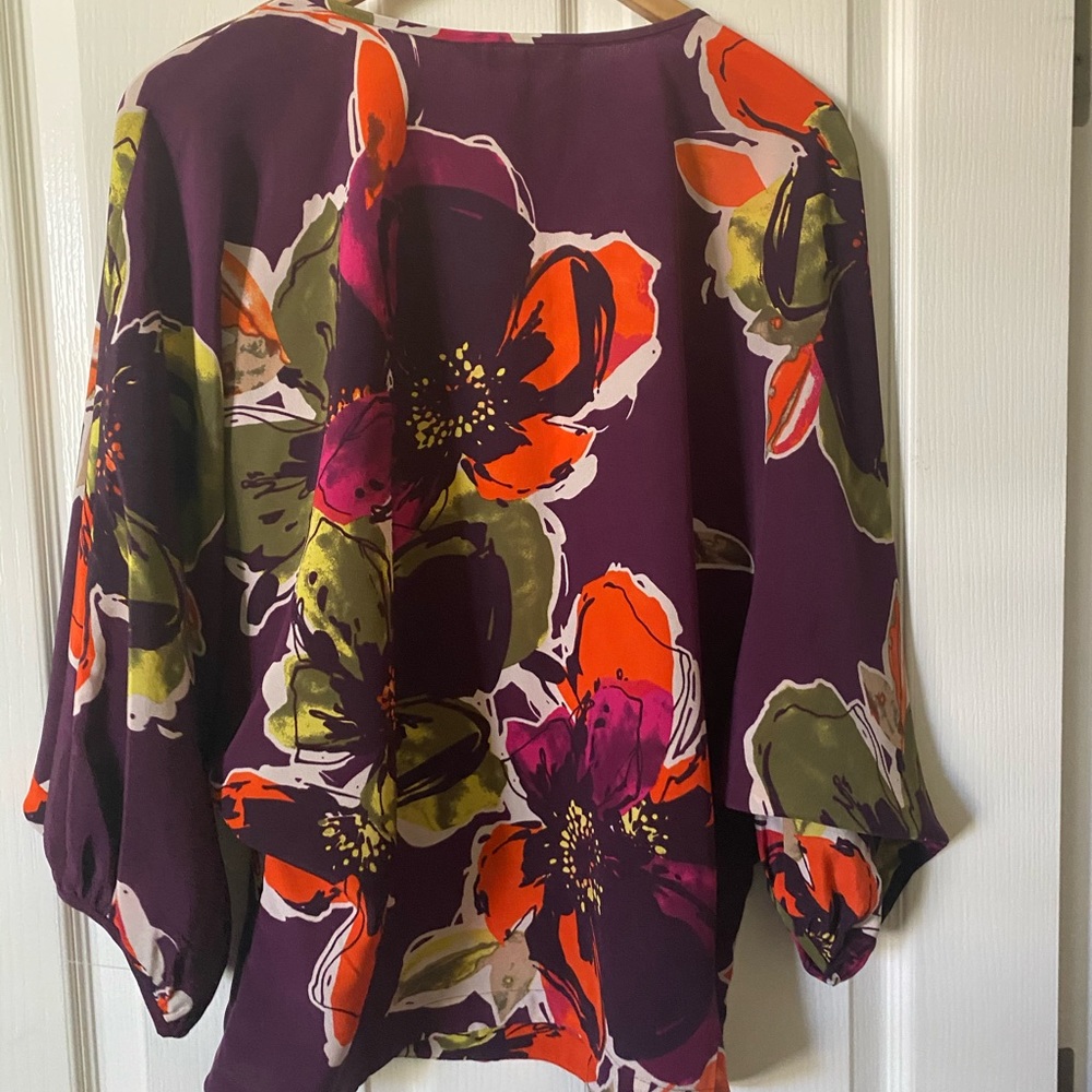 Trina turn floral silk blouse Large NWT